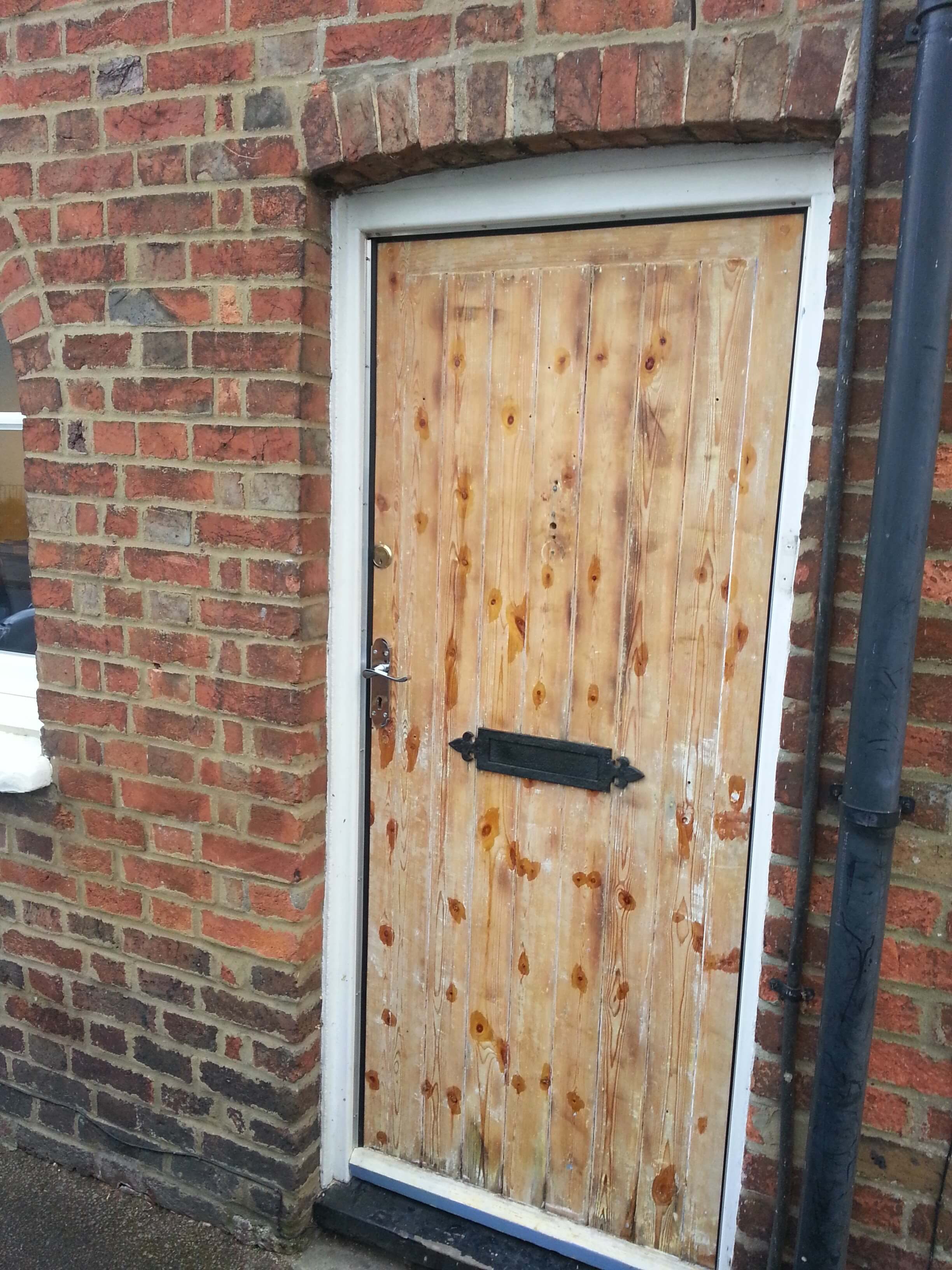 A door sanded down and ready for painting