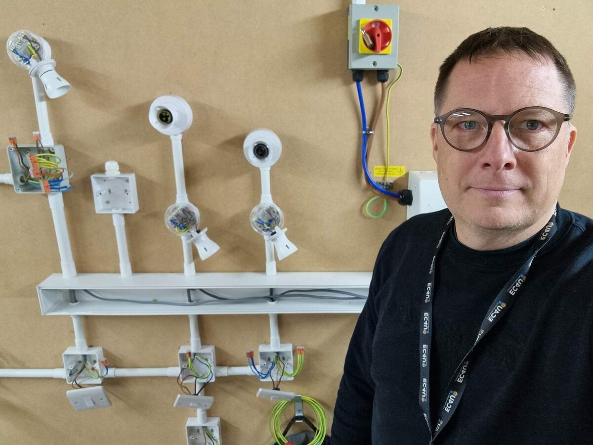 Rob from Weald Property Works completing City & Guilds electrical inspection and testing training