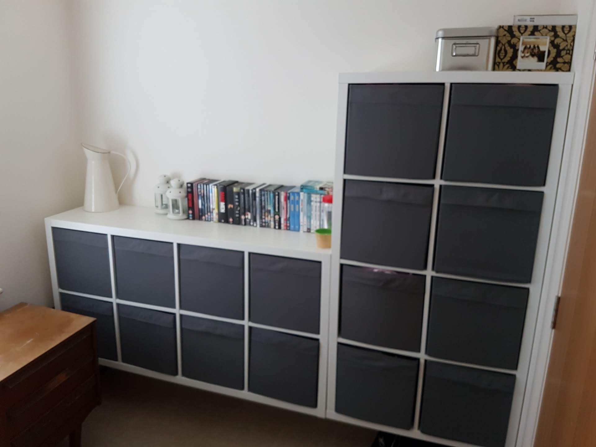 Ikea Kallax units during assembly