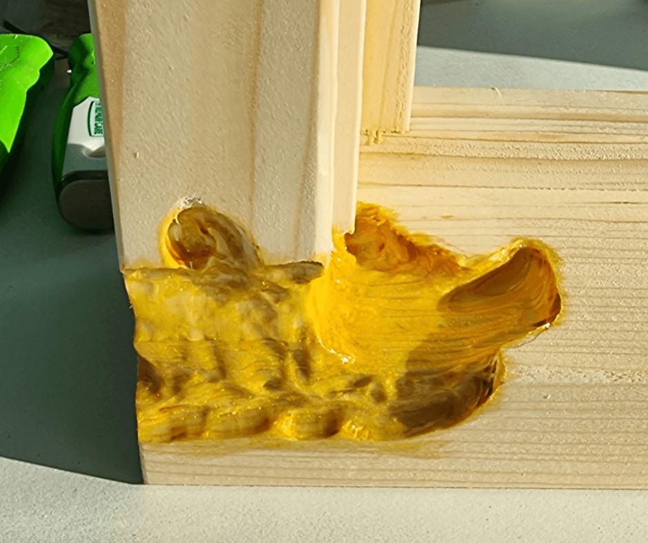 Rot cut out of a sample window frame