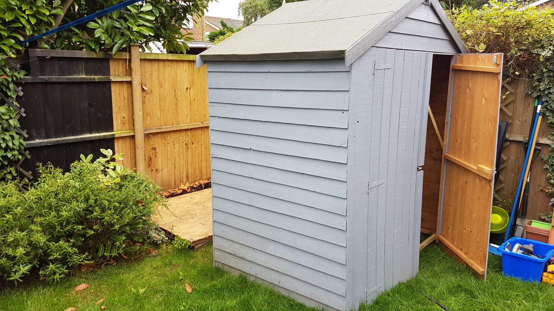 A Shed being repaired with a new floor
